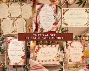 That’s Amore Bridal Shower Bundle, Italian Bridal Shower Template, Editable Canva Invitation, Games, Welcome Sign, Table Signs