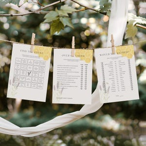 Lot de jeux pour la mariée nuptiale, cartes de jeu Bride to Bee, Shower nuptiale, elle a trouvé son miel jeux à imprimer amusants nid d'abeille EVJF