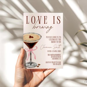 Love is Brewing Bridal Shower Invitation Template, Editable Coffee Bridal Shower Brunch Invite, Bridal Shower Party, Espresso Martini, Canva