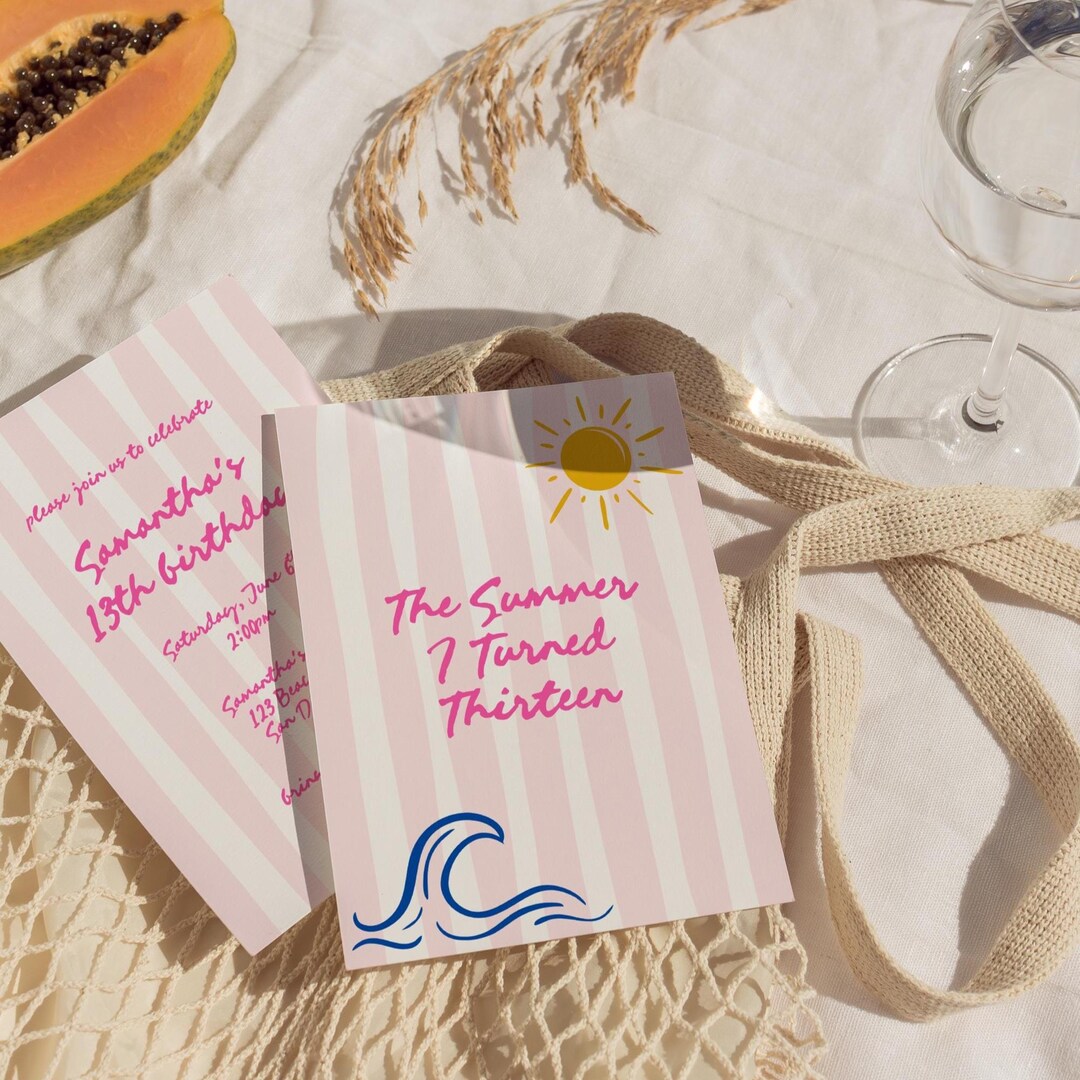 The Summer I Turned Pretty Birthday Invitation: Beach Theme, Editable ...