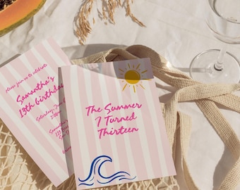 Verjaardagsuitnodiging The Summer I Turned Pretty: strandthema, bewerkbare canvassjabloon