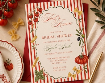 That’s Amore Bridal Shower Invitation Template, Italian Bridal Shower Invite, Amalfi Coast Wedding Shower, Editable Canva Invitation