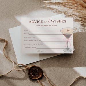 Advies en wensen voor de bruid en bruidegom Sjabloonadvies en wensen Moderne bruiloftadvieskaarten Love Is Brewing Espresso-martini