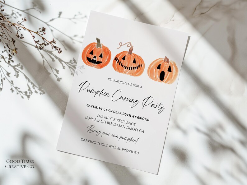 Pumpkin Carving Party Invitation Template: Spooky Halloween Invite (Canva) image 4