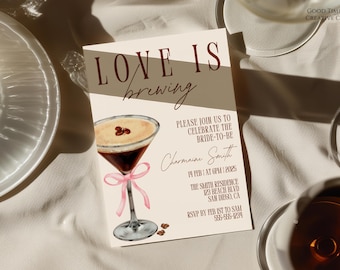 Love is Brewing Bridal Shower Invitation: Espresso Martini (Canva Template)