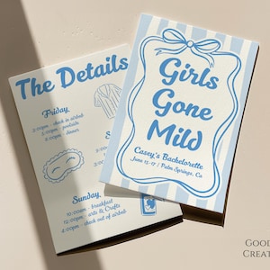 Girls Gone Mild vrijgezellenfeestuitnodiging: gezellig spaweekend (bewerkbare sjabloon)