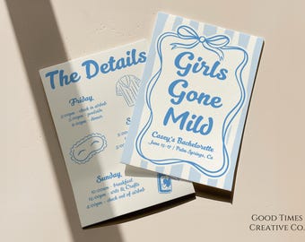 Invitación de despedida de soltera "Girls Gone Mild": Fin de semana de spa acogedor (Plantilla editable)