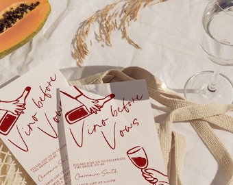 Wine Bridal Shower Invitation: Vino Before Vows, Winery Theme (Canva Template)