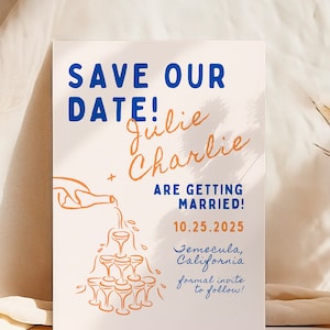 Hochzeit Save The Date Vorlage, bearbeitbare Hand gezeichnet, handgeschriebenes Save The Date, Illustration, wunderliche Einladung, launisches Printable