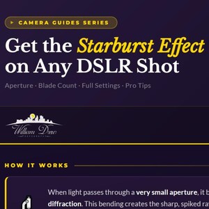 Starburst Effect Camera Settings Guide | DSLR Photography Cheat Sheet | Star Effect | Digital Download PDF