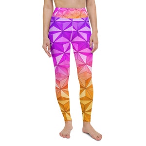 Spaceship Earth at Night Yoga Leggings, Purple Leggings, Run Disney Inspired, Run Disney Purple Leggings, Purple Leggings for Run Disney,