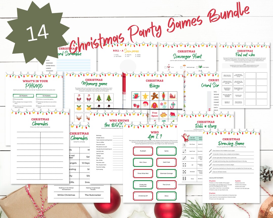 Christmas Party Games Bundle | Printable Holiday Games | Holiday Party ...