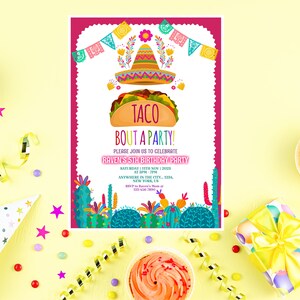 Taco Bout A Party Birthday Invitation | Fiesta Birthday Taco Party Invitation | Editable Taco Fiesta Birthday Invite Template