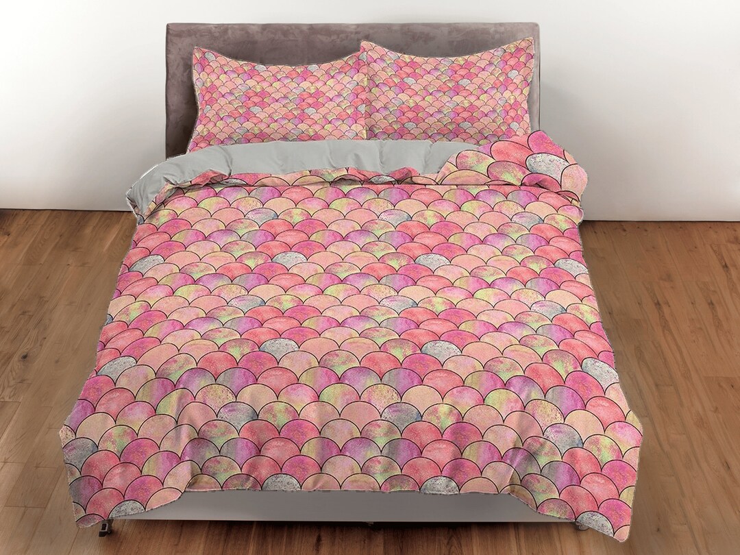 Fish Scale Cotton Duvet Cover Ocean Vibe Bedding Set Artistic Etsy