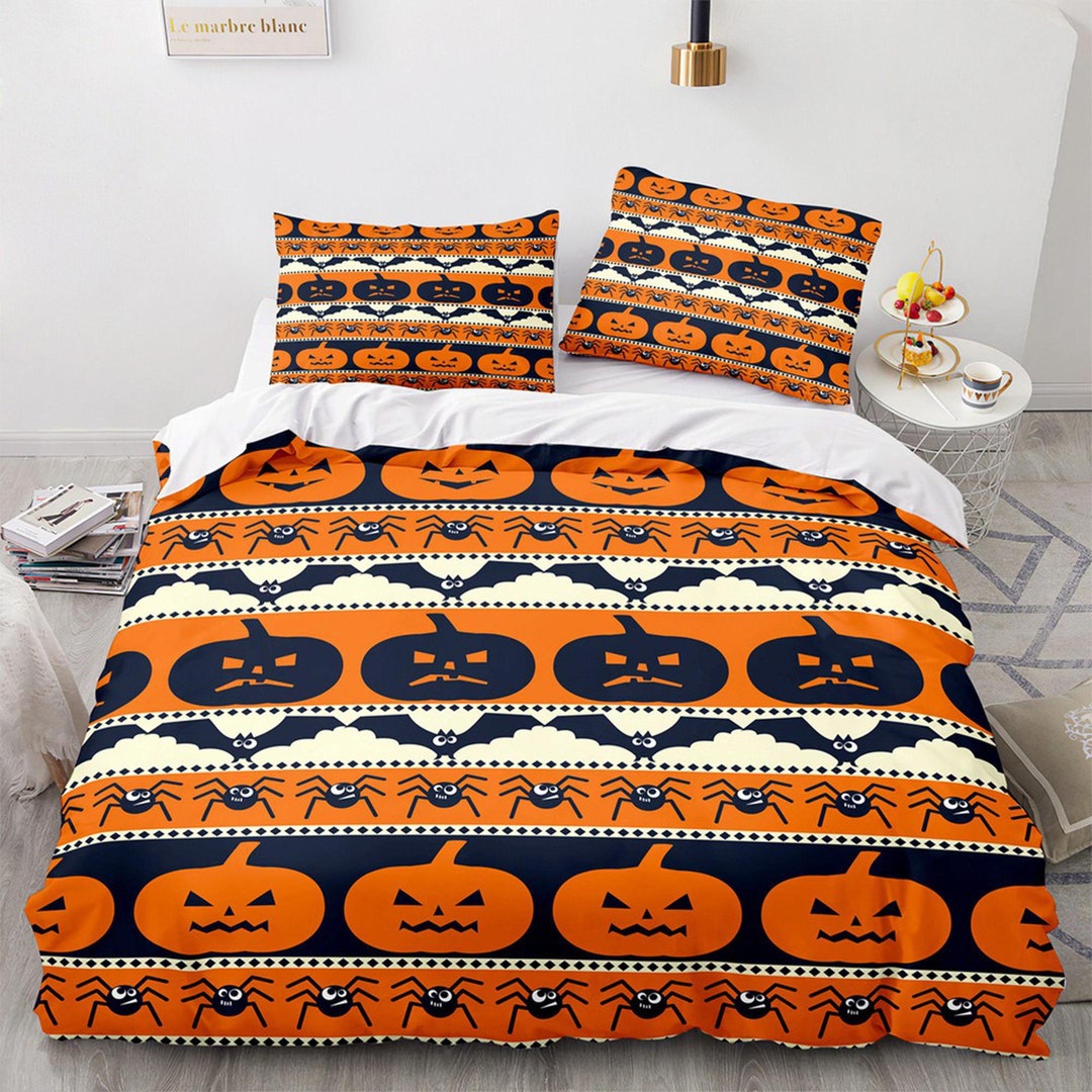 Pumpkin Pattern Halloween Full Size Bedding & Pillowcase Etsy