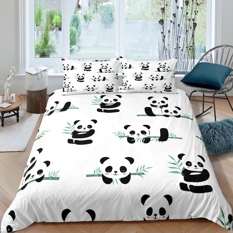 Panda and Bamboo Duvet Cover Kids Bedding Set Full King Etsy