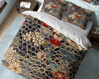 幾何学模様 和布団　山柄？掛け布団① 3Dブッダ寝具セット、黄金の花柄幾何学模様キルトカバー - Etsy 日本