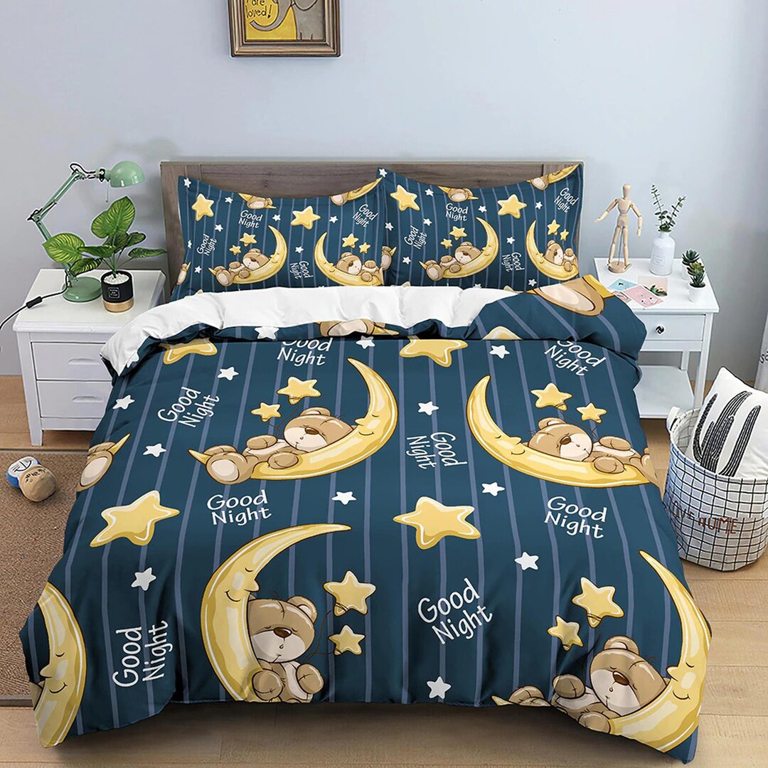 Good Night Teddy Bear Bedding Duvet Cover Set & Pillowcase Etsy