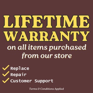 a sign that says, life time warrant on all items purchased from our store