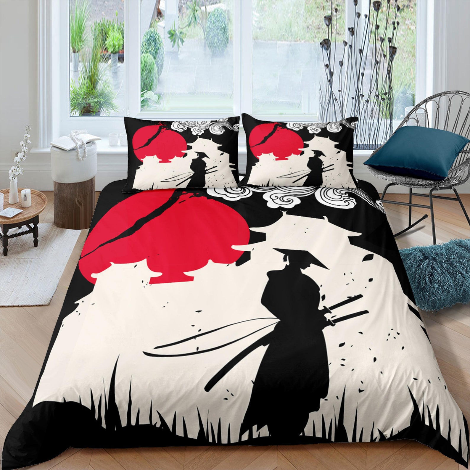 Samurai Bedding Japanese Duvet Cover Set for King Queen Etsy