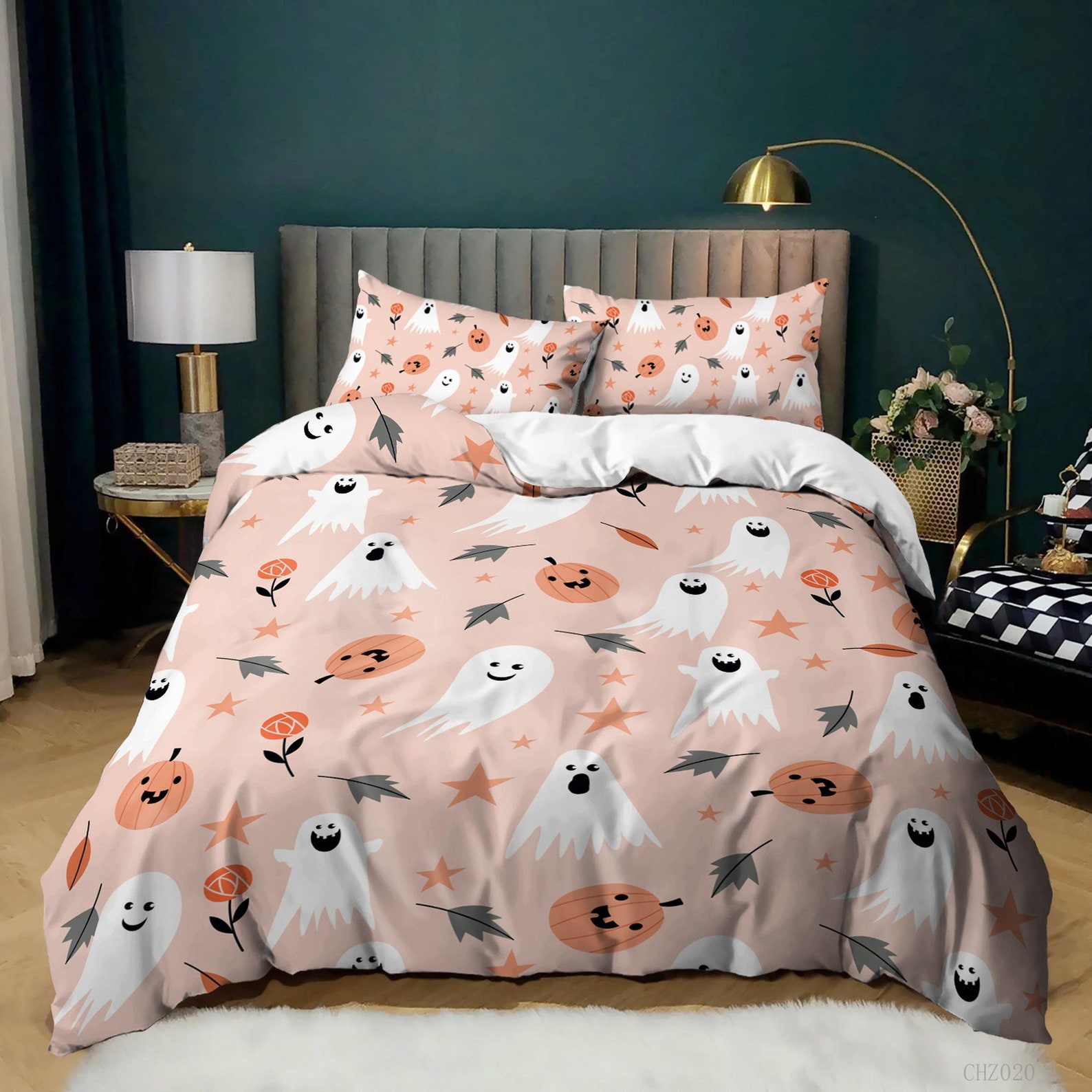 Cute Halloween Bedding & Pillowcase Ghost Pumpkin Duvet Cover Etsy