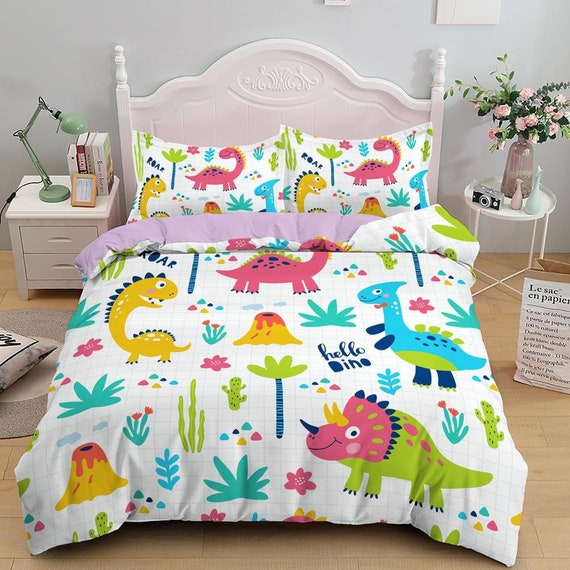 Colorful Dinosaurs Bedding, Duvet Cover Set & Pillowcase, Zipper Bedding,  Dorm Bedding, Teens Adult Duvet King Queen Full Twin Single 
