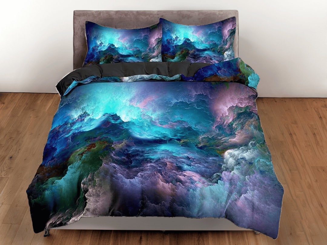 Ocean Waves Cotton Duvet Cover Sea Storm Quilt Cover, Artistic Bedding Set Adults Bedroom