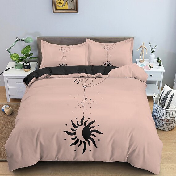 Minimalist Bedding With Black Moon and 