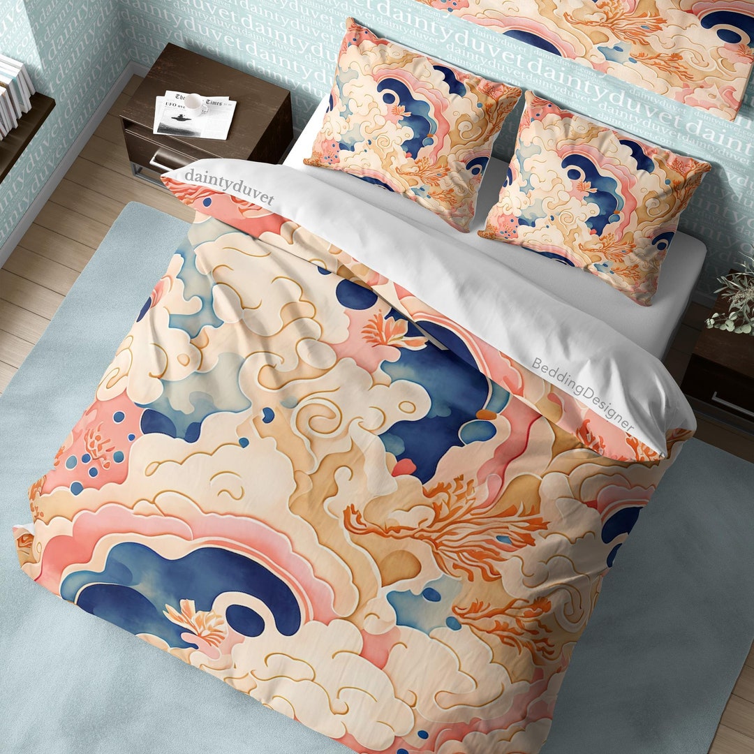 Oriental Pattern Quilt Cover Japanese Bedding Set Cotton Etsy