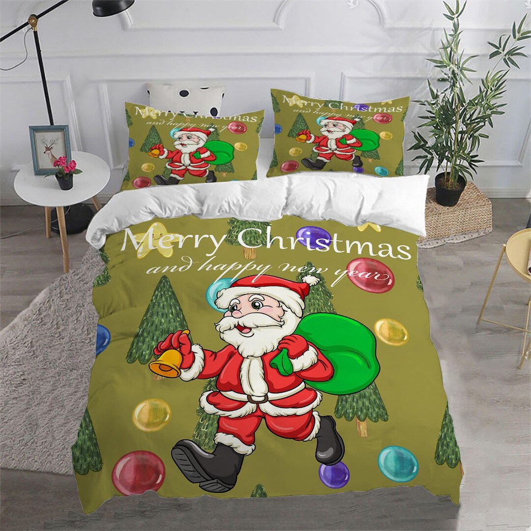 Santa Claus Duvet Cover Christmas Quilt Cover Holiday Bedding Etsy