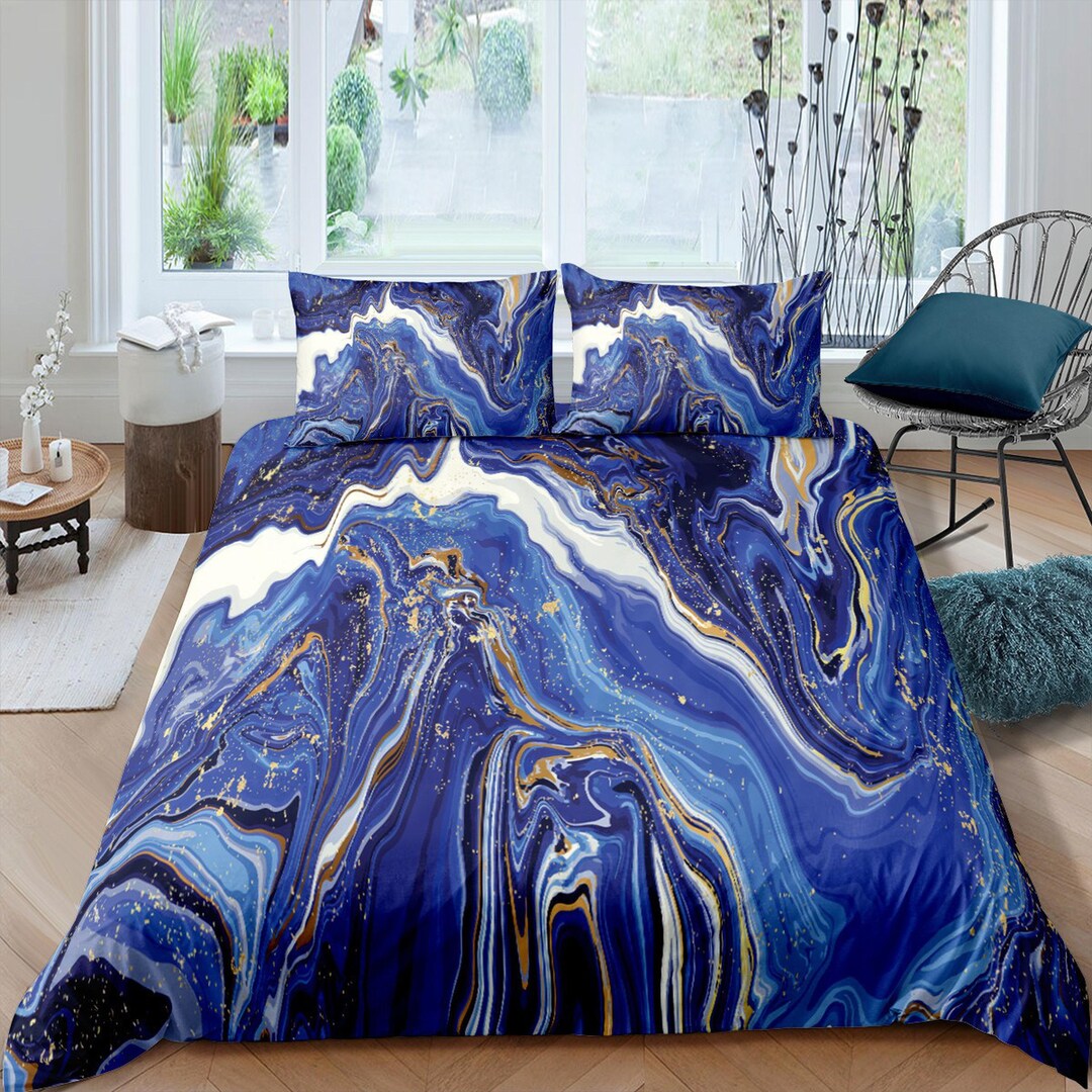 Contemporary Bedroom Set Royal Blue Aesthetic Duvet Cover Etsy