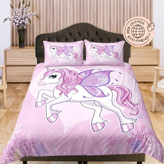 Magical Unicorn Cotton Duvet Cover Purple Quilt Cover Nursery Bedroom Blanket Cover Toddler s Bedding Set Kid s Room Bedspread Etsy