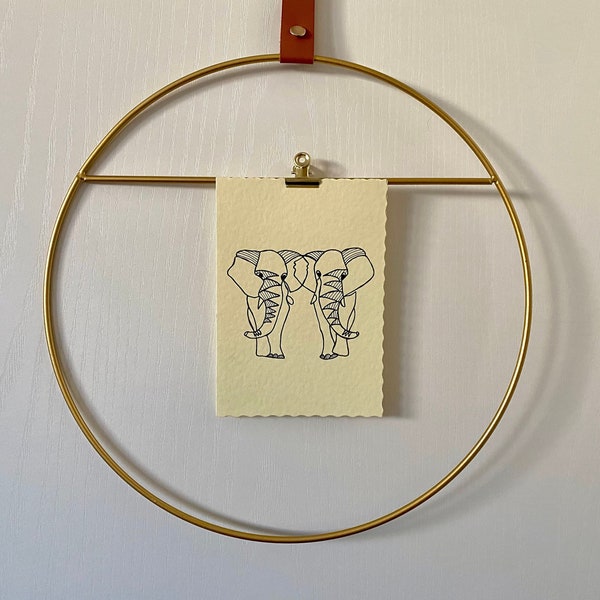 Line Art Klappkarte Elephants