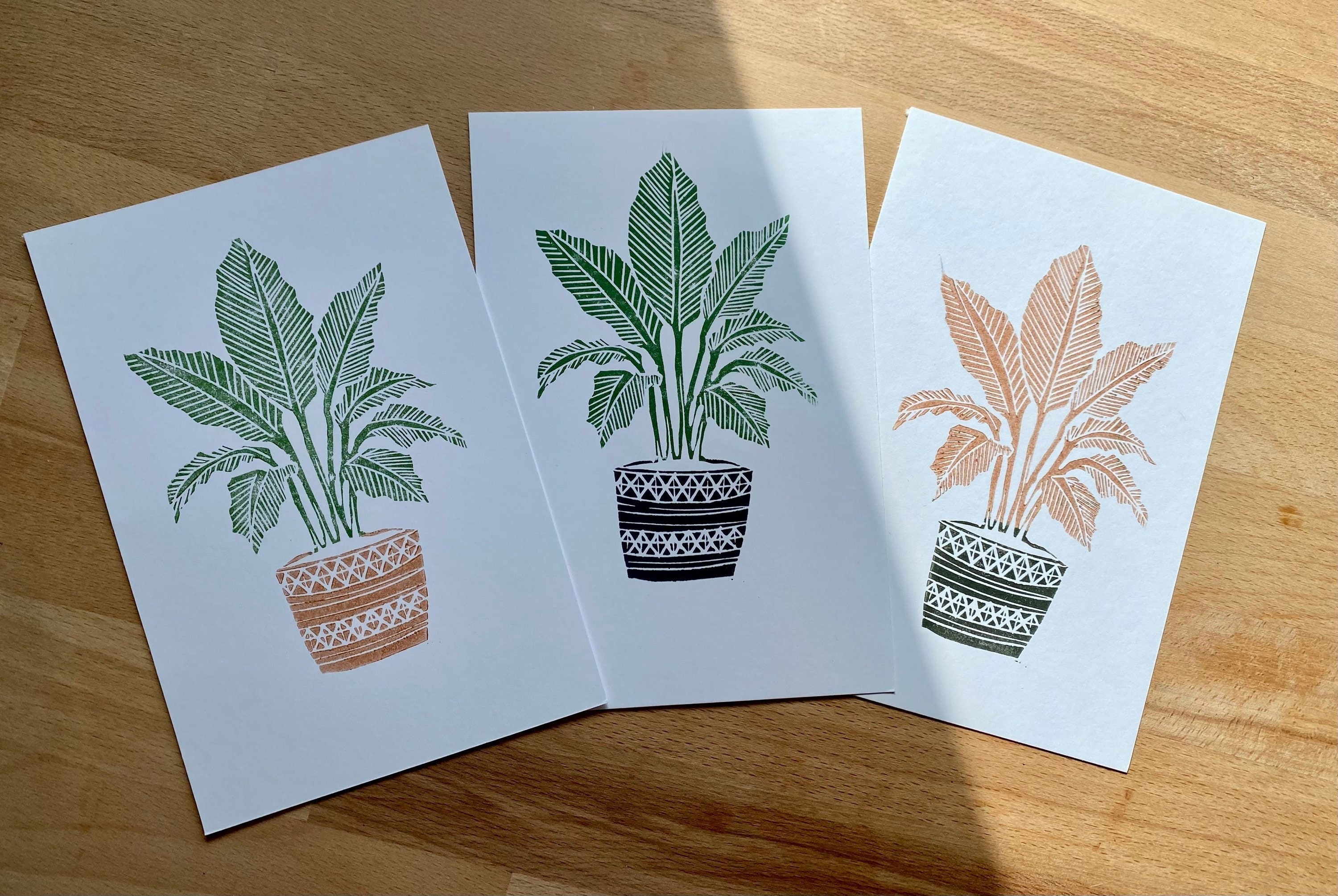 Potted Plant Wood Block Printing Kit / Printmaking Kit/ Woodblock Print /  DIY Kit/ Print Kit/ Block Printing/ Craft Kit/ Adult Art Kit 