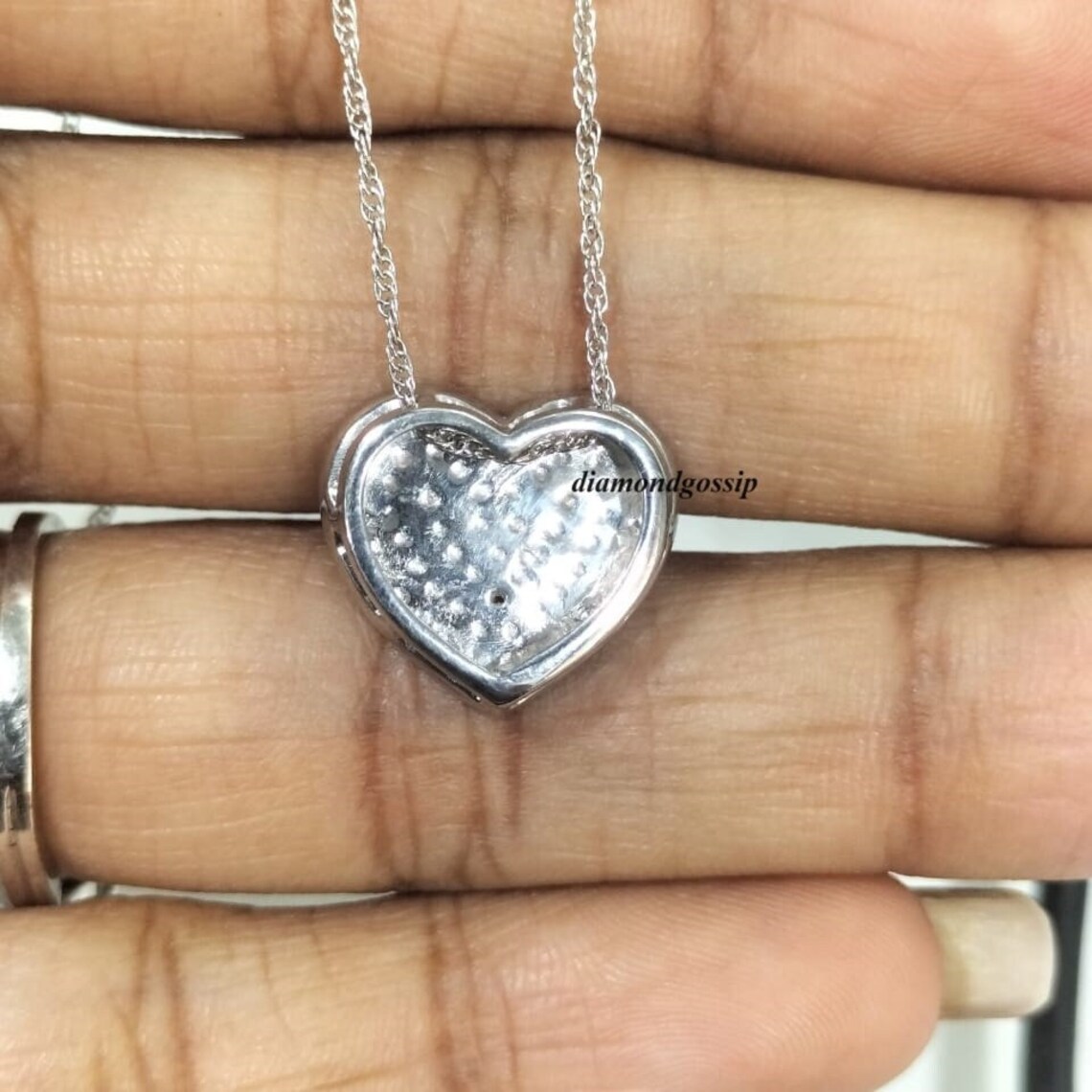 Heart Necklace CZ heartsilvercz Diamondgift for Girlfriendbirthday