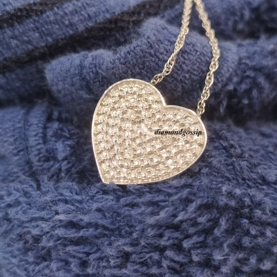 Heart Necklace CZ heartsilvercz Diamondgift for Girlfriendbirthday