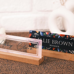 Personalized Acrylic Desk Name Plate: Custom Engraved Office Decor