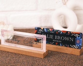 Personalized Acrylic Desk Name Plate: Custom Engraved Office Decor