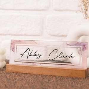 Custom Engraved Office Sign, Personalized Desk Name Plate Plaque, Name Plate for Desk, Acrylic Name Plate, Cute Office Decor image 1