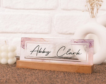 Custom Engraved Office Sign, Personalized Desk Name Plate Plaque, Name Plate for Desk, Acrylic Name Plate, Cute Office Decor