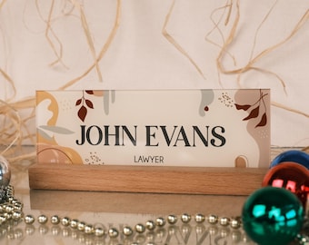 Personalized Desk Name Plate Plaque, Custom Engraved Office Sign, Name Plate for Desk, Acrylic Name Plate, Cute Office Decor