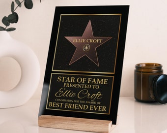 Gepersonaliseerde Walk of Fame-sterplaquette: aangepaste acrylprijsplaquette Hollywoodster cadeau Beste vriend Award kerstcadeaus Beste moeder ooit