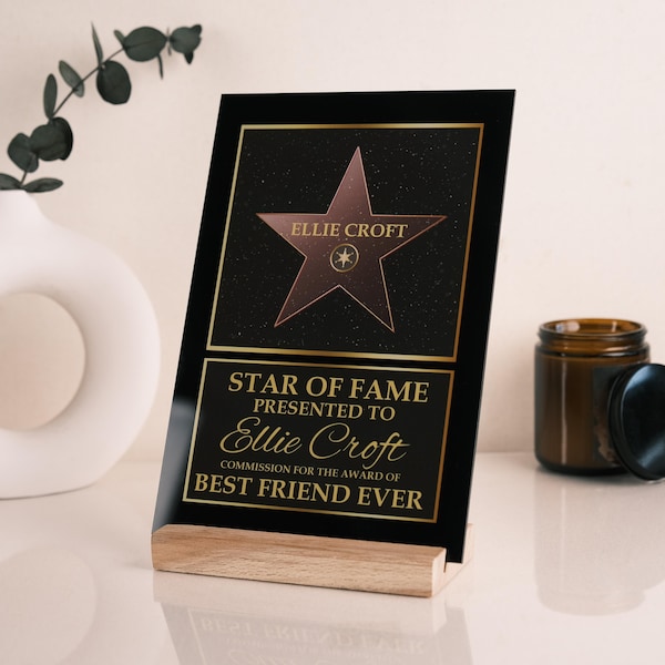Personalized Walk of Fame Star Plaque – Custom Hollywood Fame Star Gift for Birthdays & Special Events