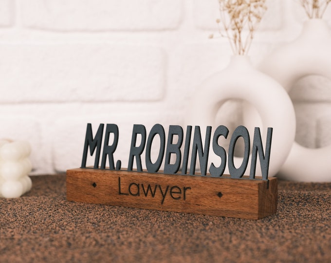 Personalized Wooden Desk Name Plate | Custom Desk Wood Name Plate | Office Accessory Gift | Gift for Boss | New Job Gift