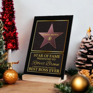 Personalized Hollywood Star Acrylic Plaque, Star Of Frame Keepsake, Hollywood Walk Of Fame Acrylic Plaque, Best Birthday Gift