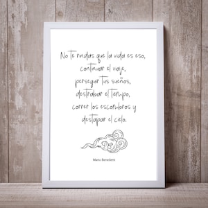 Mario Benedetti Uruguay Author Spanish Quote No Te Rindas Printable Wall Art