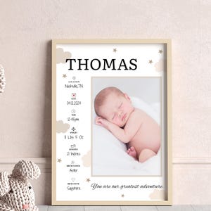 Editable Baby Birth Stats Sign, Baby Birth Stats Poster, Newborn Poster, Custom Newborn Baby Gift Photo Sign, Baby Birth Stats Template Art