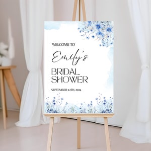 Blue Wildflower Bridal Shower Welcome Sign (Digital Download)
