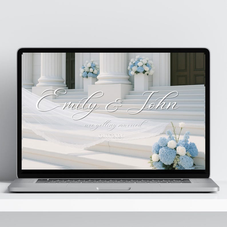 Elegant Blue Wedding Website Template Modern Canva Design Etsy