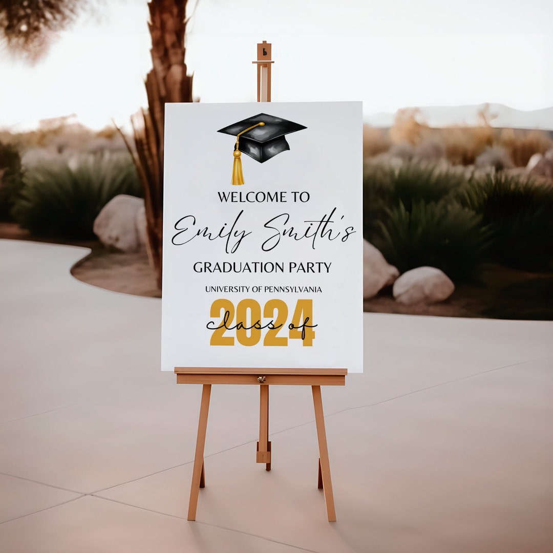 Modern Graduation Sign Template Editable Gold Decor (digital